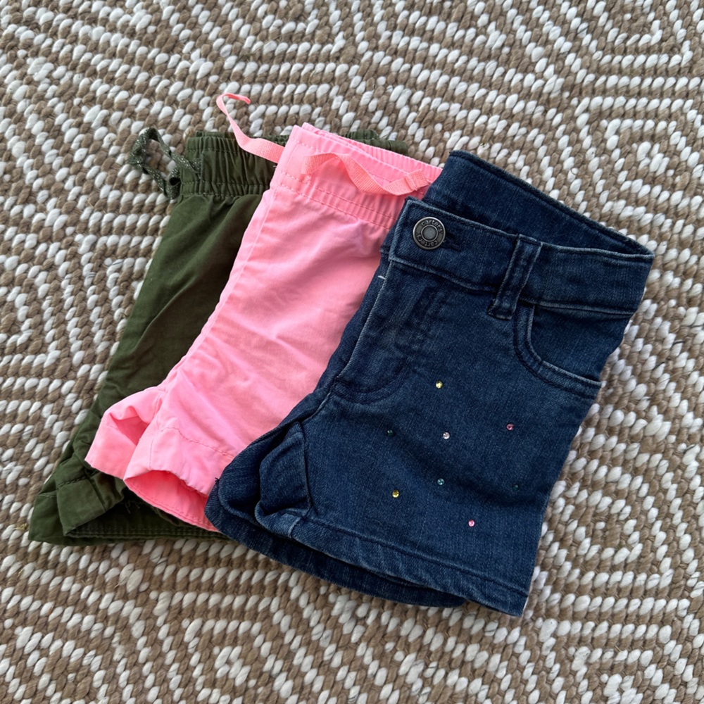 Carter’s Brand Kids Shorts Size 4 Bundle of 3 Pairs - 2 Cotton Twill 1 Denim ECU